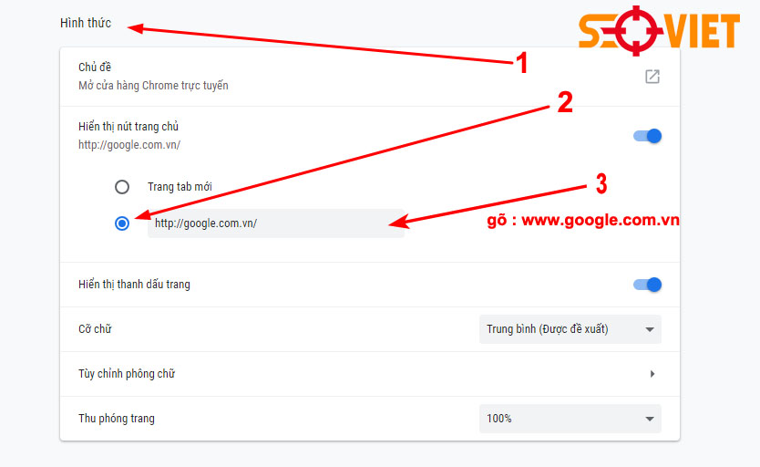 cài đặt google làm trang chủ 