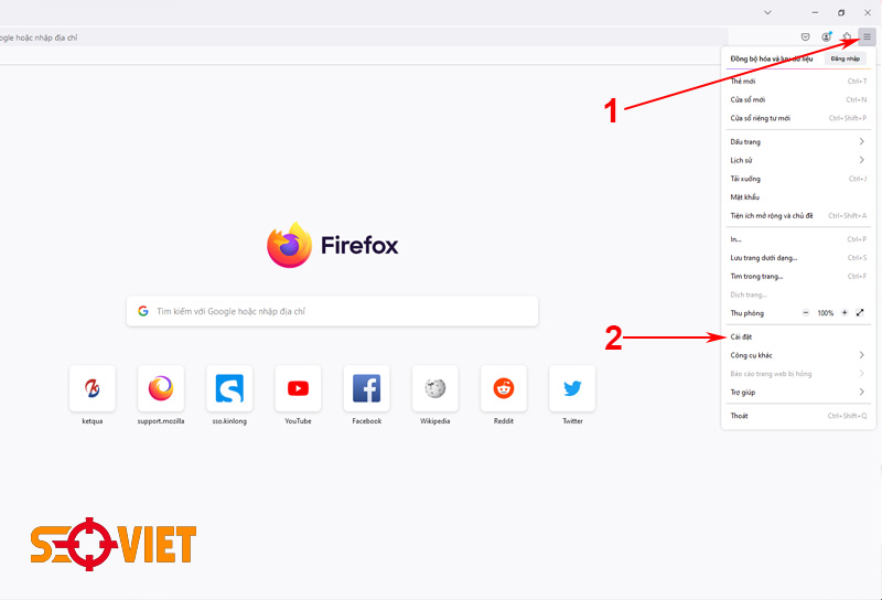 cài đặt google làm trang chủ Firefox