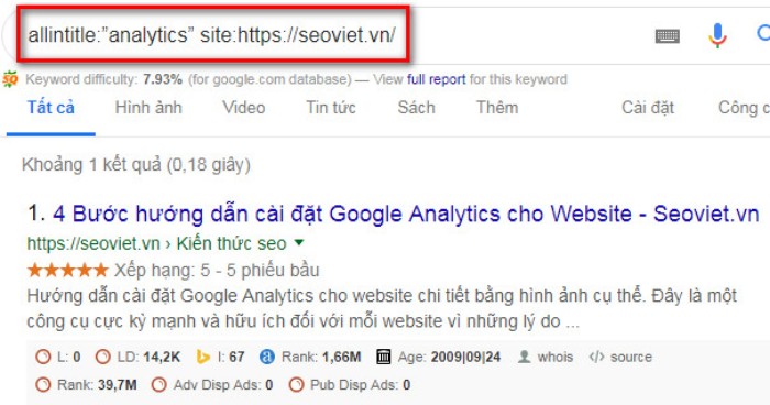 Tìm kiếm nâng cao Google site