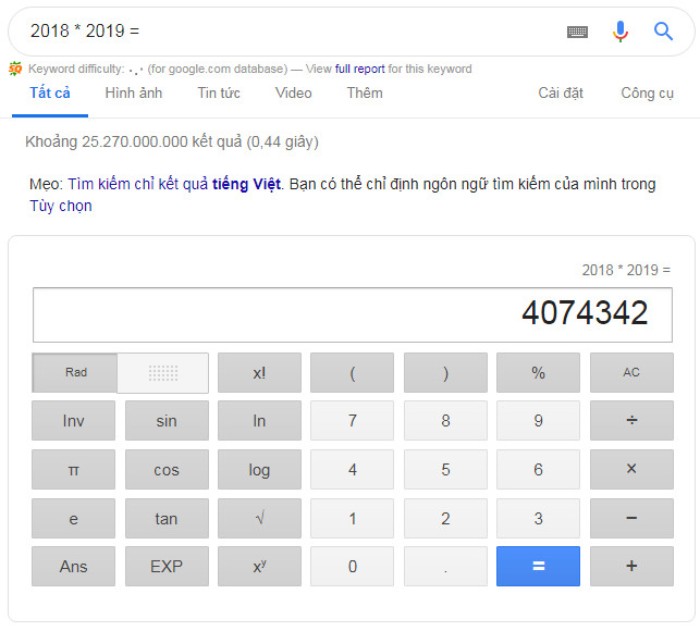 Tìm kiếm nâng cao Google làm toán