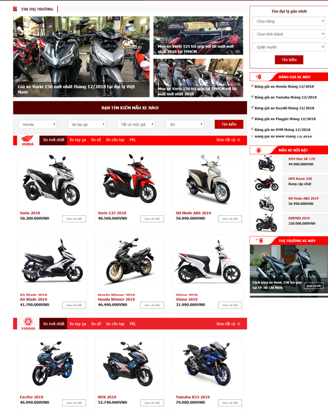 Thiết kế website xe máy