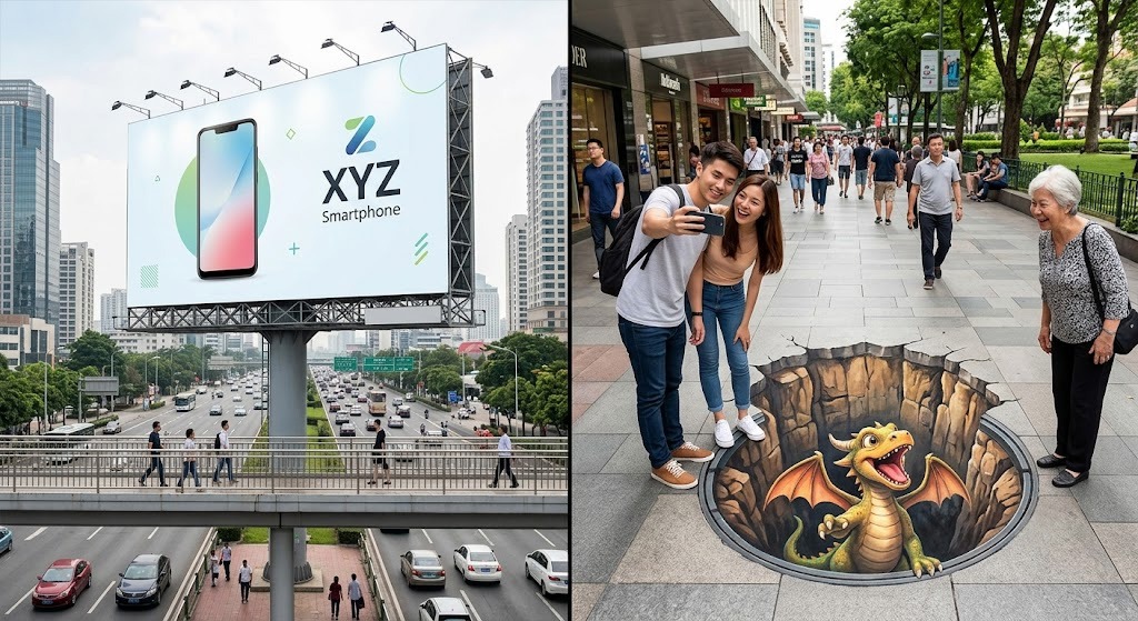 Marketing du kích bằng nghệ thuật vẽ 3D trên nắp cống