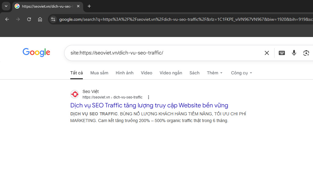Sử dụng cú pháp tìm kiếm thủ công site:url-bai-viet