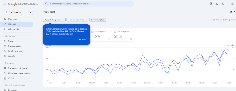 Sử dụng Google Search Console để kiểm tra traffic website