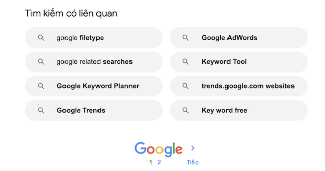 Sử dụng Google searches related to