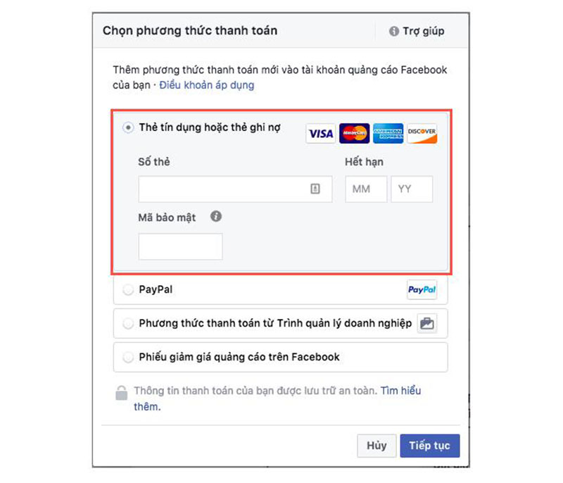 Cách thiết lập thanh toán trên tài khoản Quảng cáo Facebook