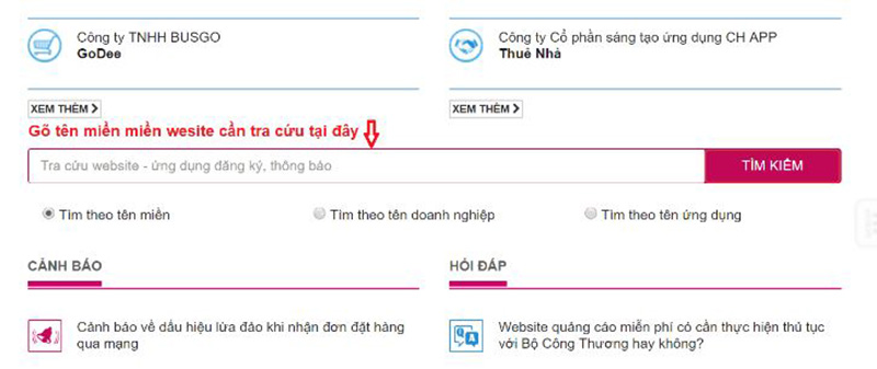 Cách kiểm tra website đã đăng ký bộ công thương trên cổng thông tin của bộ công thương