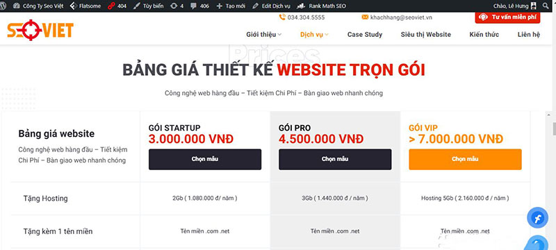 Chi phí thiết kế website