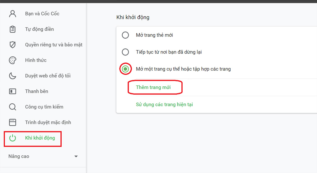 Trên trình duyệt Cốc Cốc
