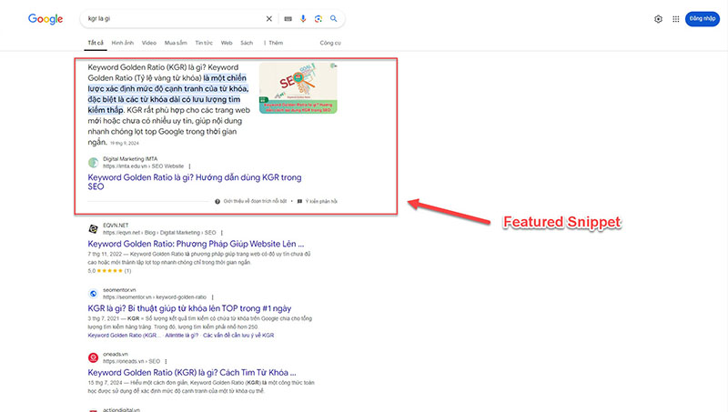 Featured snippet văn bản