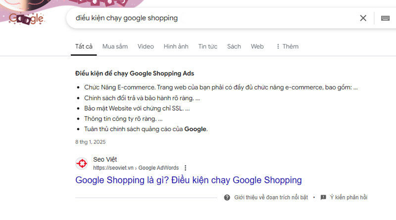 Featured Snippets dạng danh sách