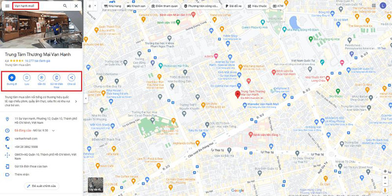 tính năng tìm kiếm vị trí trên google maps