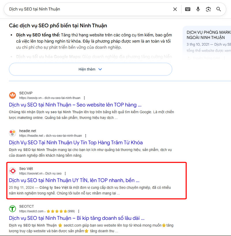 Top 4 dịch vụ SEO tại Ninh Thuận