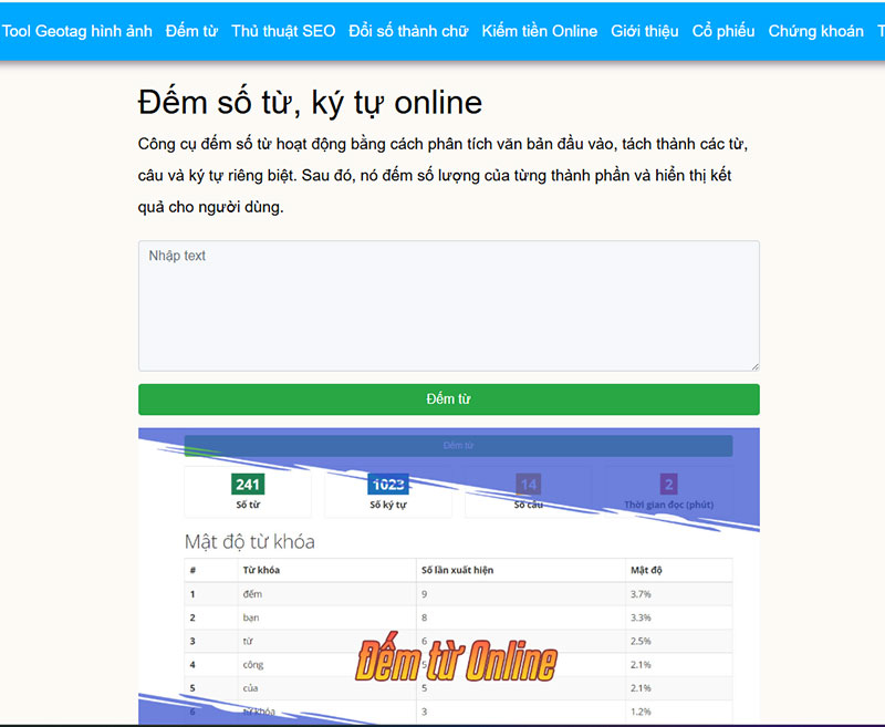 Công cụ đếm số từ của Kiemtradaovan