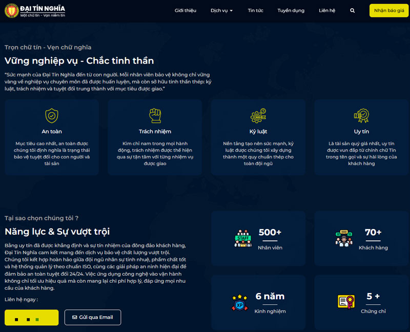 Website công ty bảo vệ đóng vai trò giống hồ sơ năng lực online