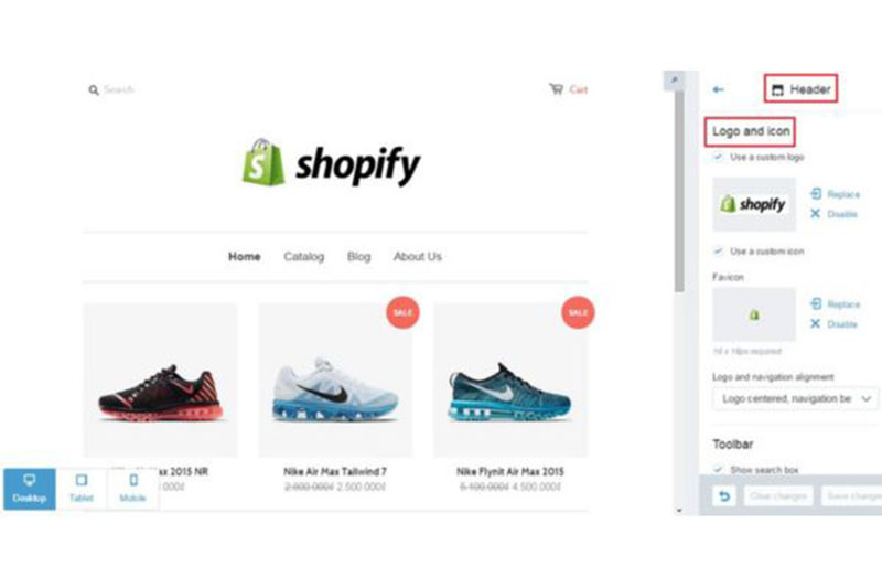 Cài đặt giao diện web Shopify