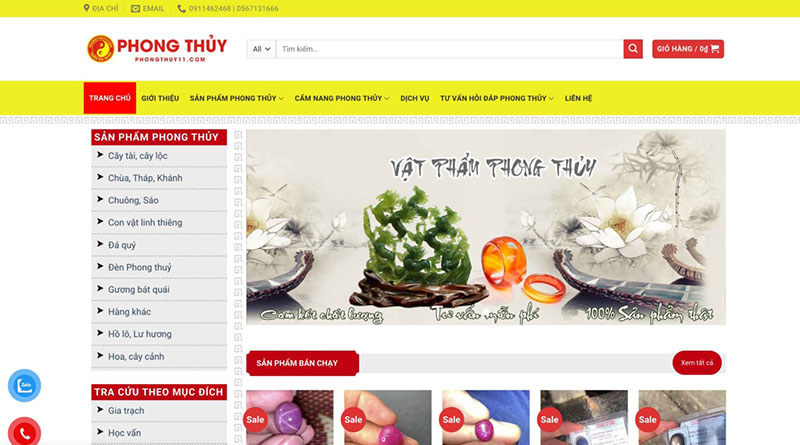 Giao diện website phong thủy