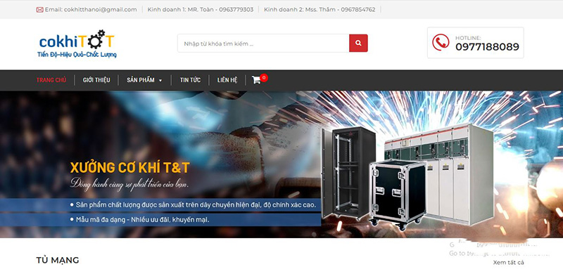 Mẫu thiết kế website cơ khí đẹp