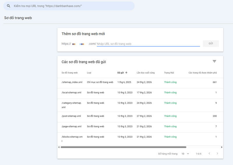 Sơ đồ trang web trên Goofle Search Console