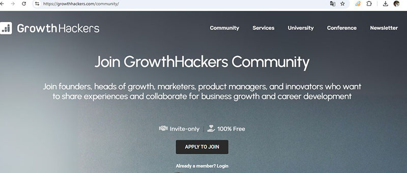 Thiết kế website diễn đàn GrowthHackers Community