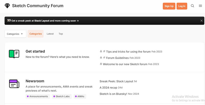 Thiết kế website diễn đàn Sketch Community