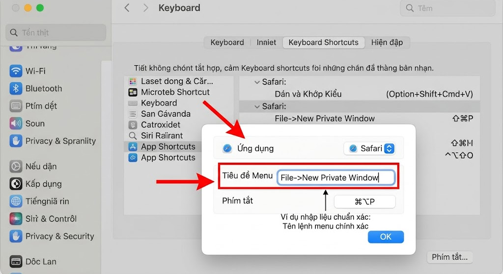App Shortcuts trên macOS