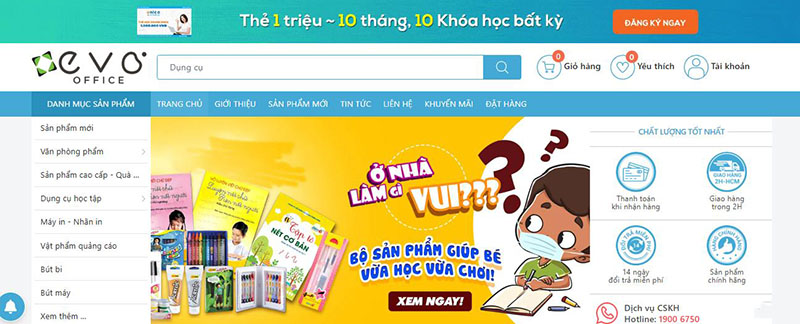 Mẫu thiết kế website văn phòng phẩm