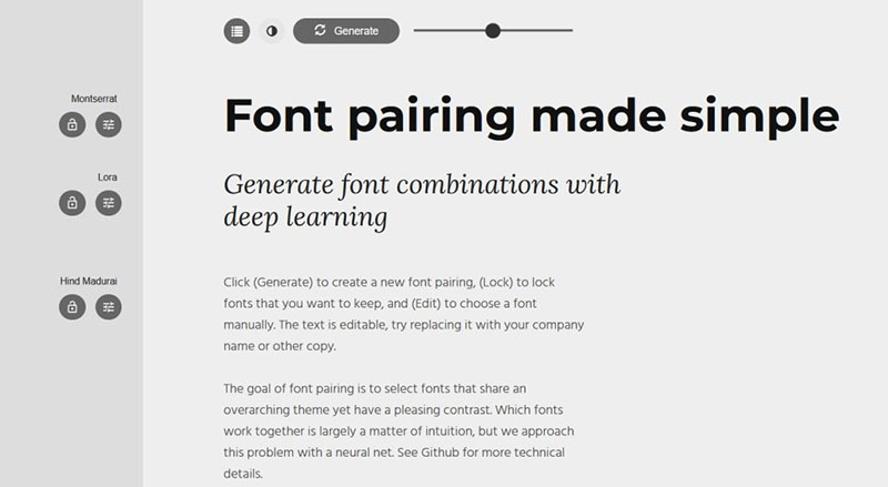 Công cụ thiết kế web bằng AI Fontjoy