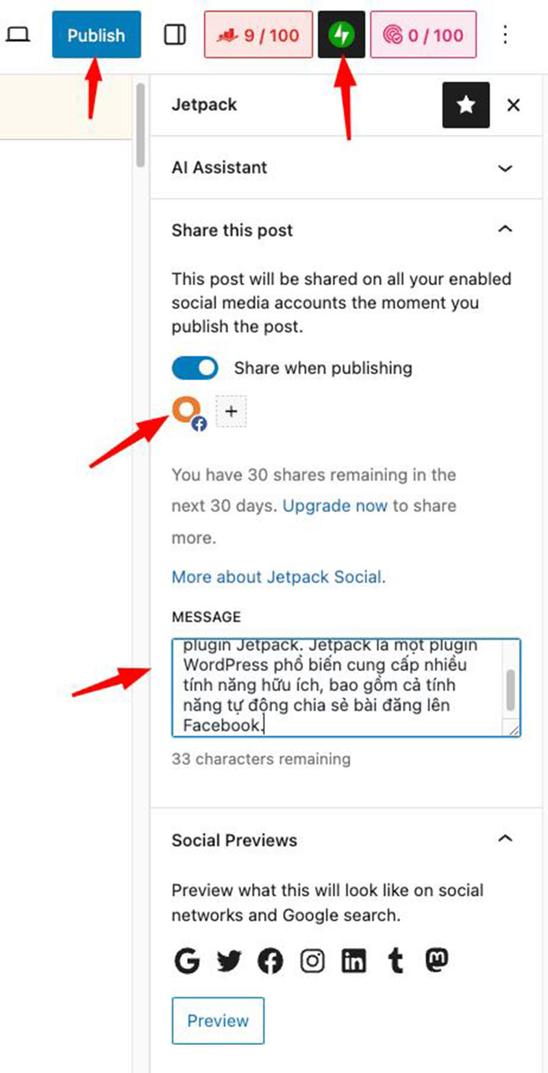Tự động đăng bài lên Facebook từ WordPress với Jetpack