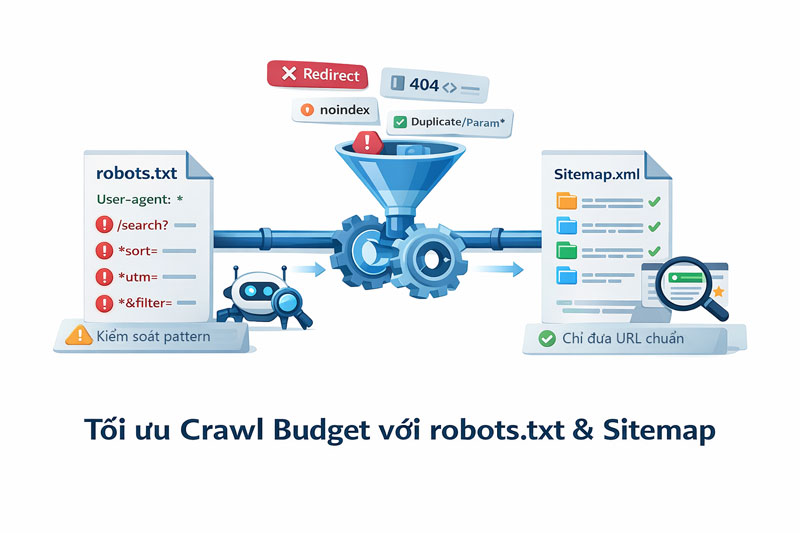 Cấu hình robot.txt và sitemap đẻe tối ưu ngân sách thu thập dữ liệu