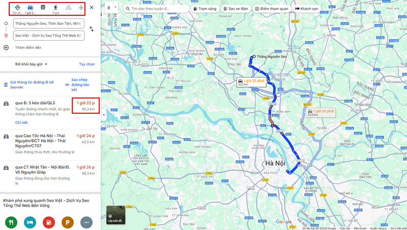 Tính năng chỉ dẫn đường đi trên Google Maps