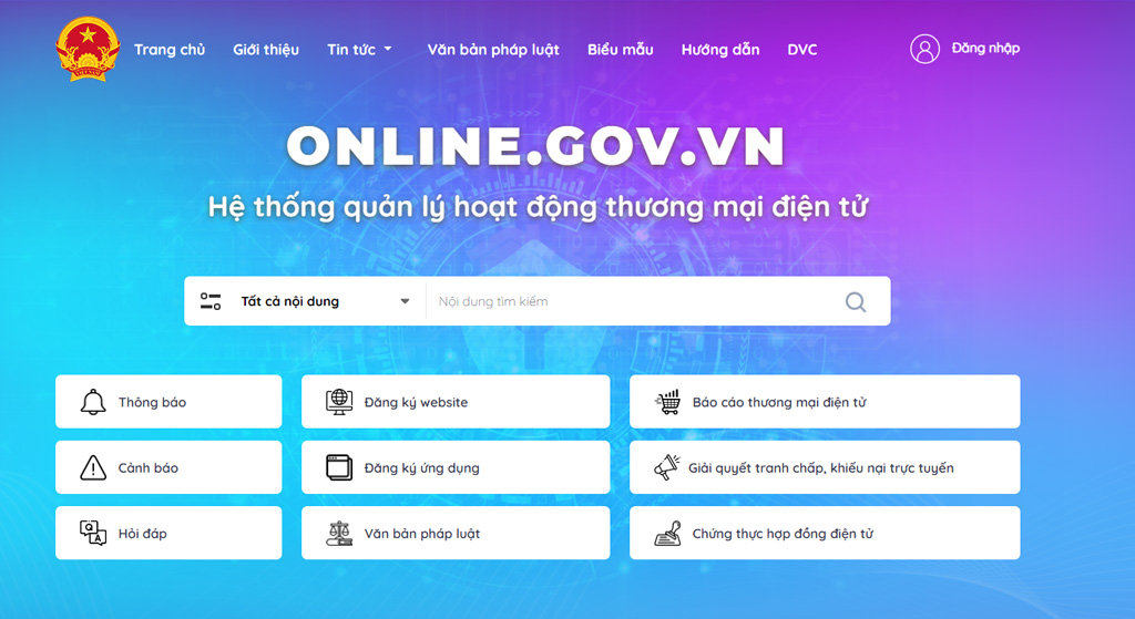 Kiểm tra website đã đăng ký với Bộ Công Thương trên cổng thông tin của Bộ