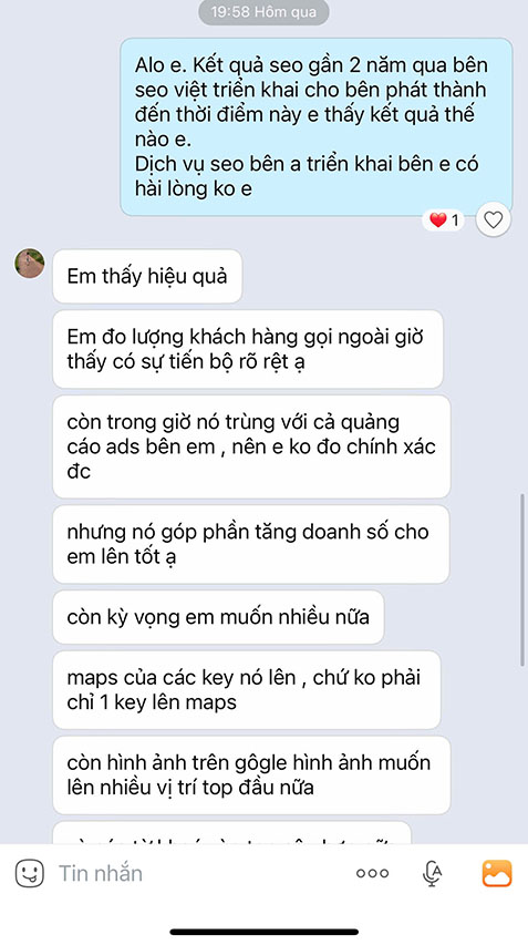 Đánh giá của khách hàng về dịch vụ SEO