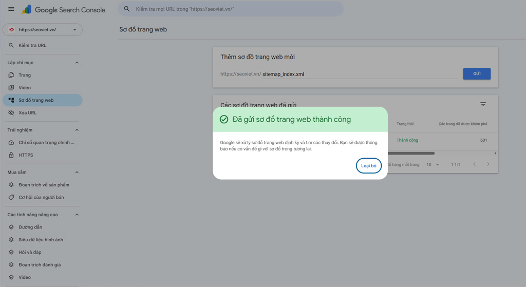 Gửi Sitemap lên Google Search Console