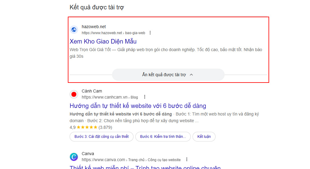 (Ghi chú ảnh: Vị trí hiển thị quảng cáo Paid Search trên Google SERP năm 2026)
