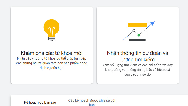 Truy cập Google Keyword Planner