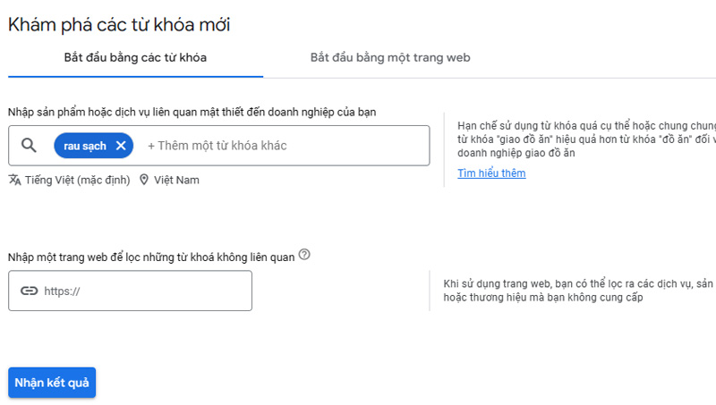 Cách dùng Google Keyword Planner