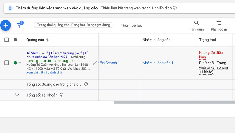Quảng cáo bị từ chối