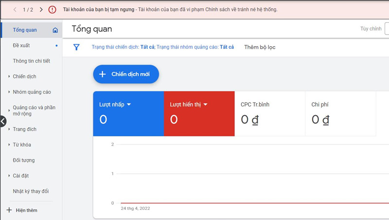 Tài khoản Google Ads bị tạm ngưng