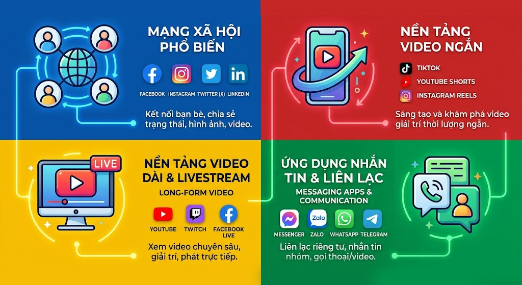 Các nhóm kênh Social phổ biến nhất hiện nay
