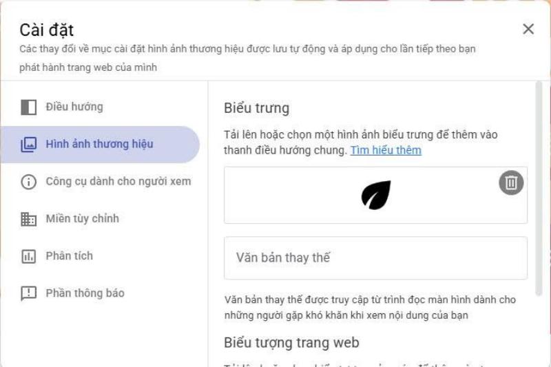 Truy cập vào mục Hình ảnh thương hiệu