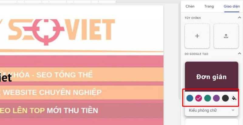 Thay đổi giao diện trang