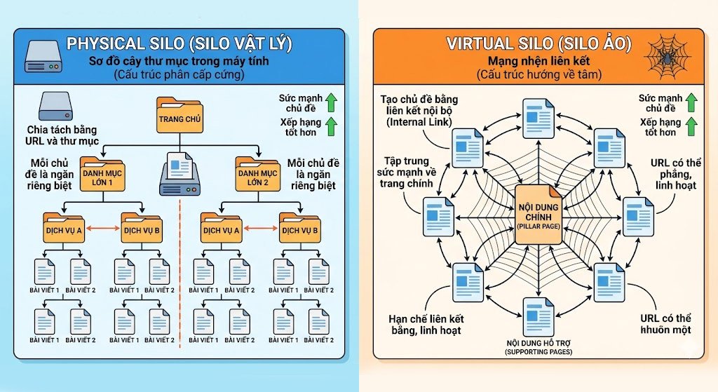 Silo vật lý tổ chức nội dung theo cấu trúc URL logic