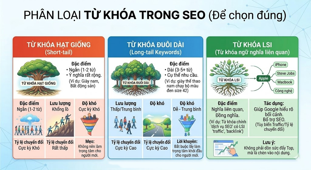 Phân loại từ khóa trong SEO (Biết để chọn đúng)
