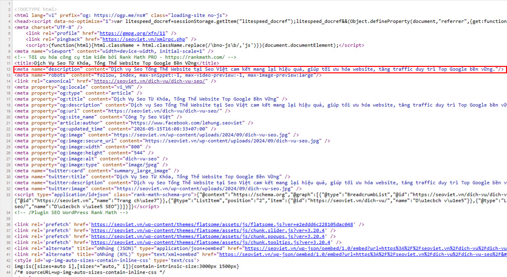 Thẻ Meta giúp công cụ tìm kiếm hiểu nội dung trang web