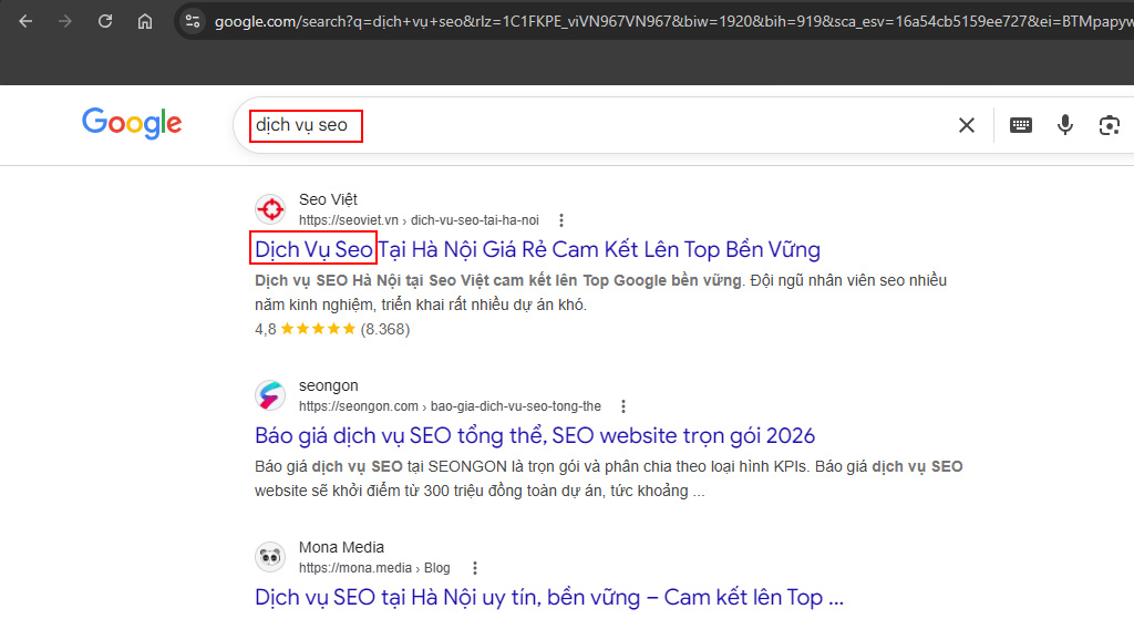 Đưa từ khóa lên đầu câu