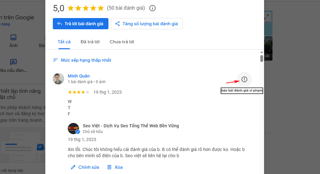 Báo bài đánh giá vi phạm