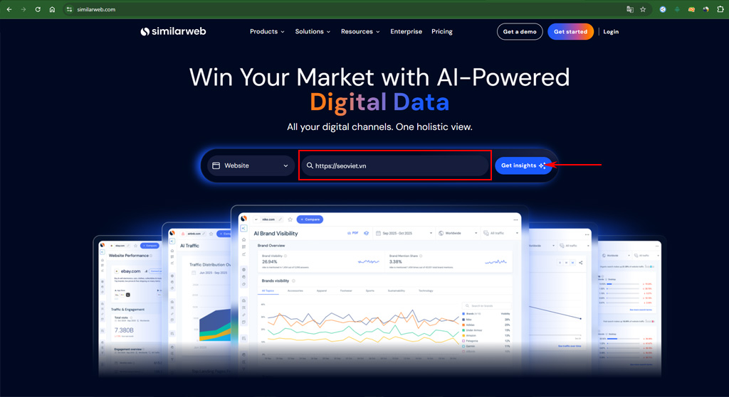 Tra cứu trực tiếp trên website Similarweb.com