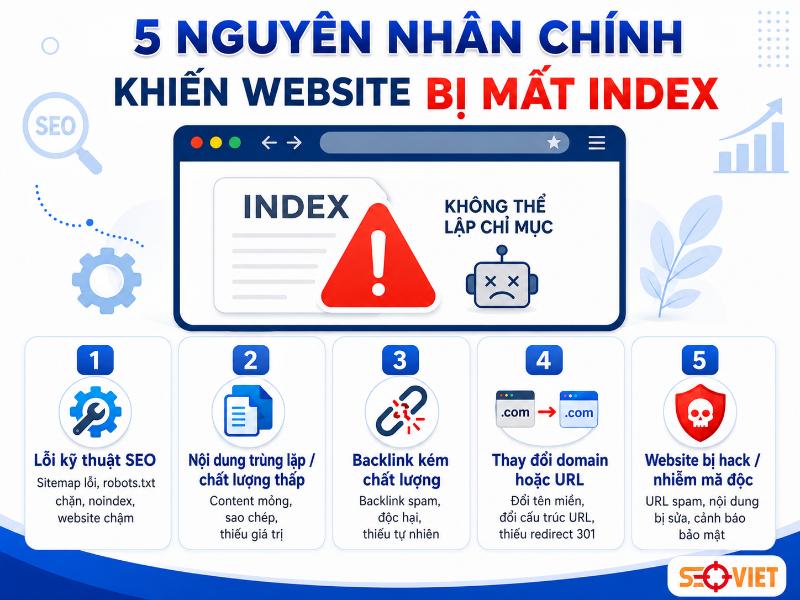 Nguyên nhân khiến website bị mất index