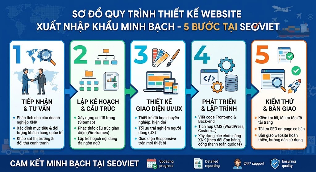 Quy trình thiết kế website xuất nhập khẩu minh bạch